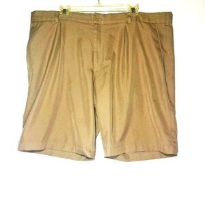 Nike Men's Golf Performance Athletic Logo Khaki Pleated Front Shorts Sz 42 XXL